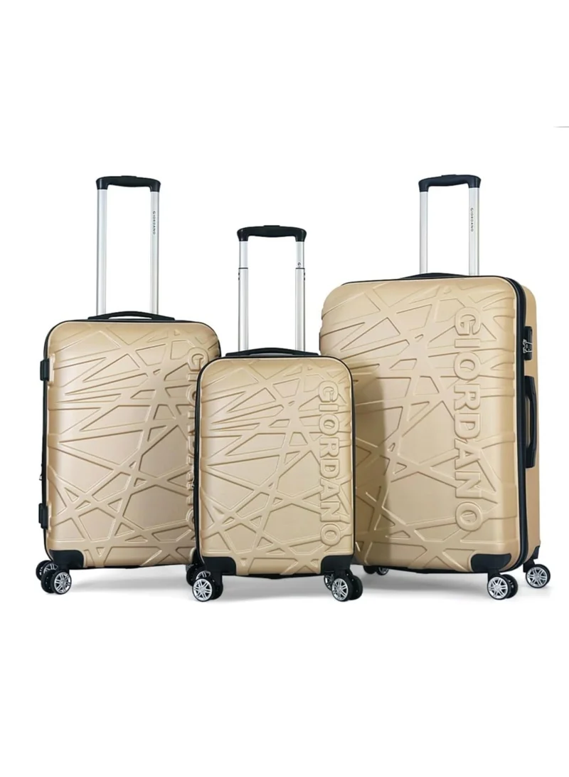 جيوردانو Hardside Luggage Trolley Bag 3 Pieces Set With Spinner Wheel,Champagne (S-20inch,M-24inch,L-28inch)