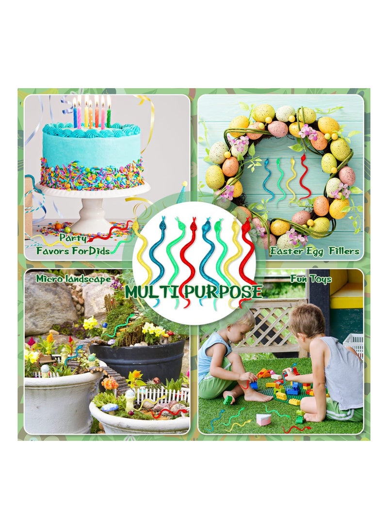 30 Pcs Glittering Stretchy  Rubber Snake Toys, Colorful Fake Snakes, Realistic Slimy Snake Rubber, for Birthday Party Favors, Goodie Bags, Prizes - Image 5