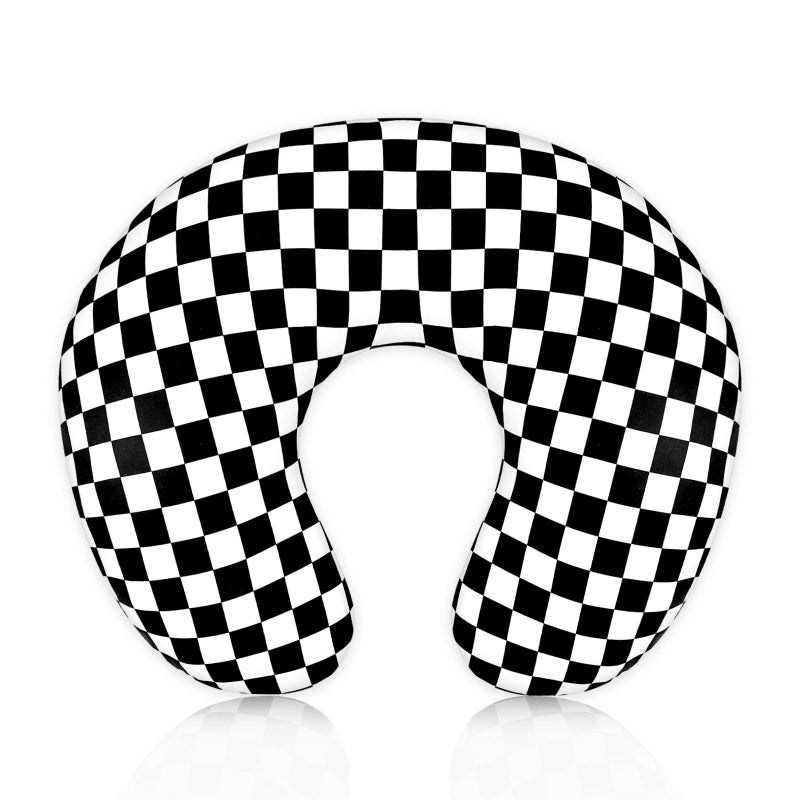 DILIMI غطاء وسادة الرضاعة DILIMI، غطاء قابل للإزالة ومرن لوسائد الرضاعة، غطاء ناعم للغاية ومريح للبنات والأولاد، نمط مربعات باللون الأسود - Image 1