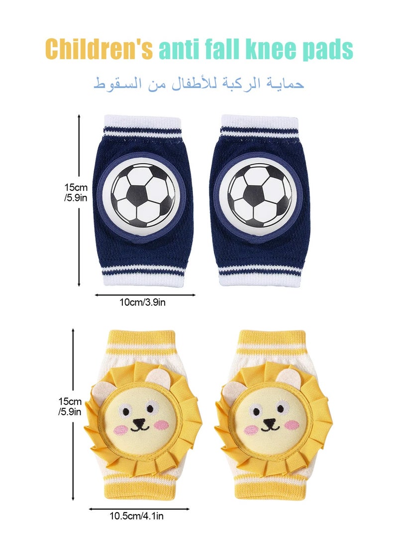 أوربازار زوجان من واقيات ركب الأطفال أثناء الزحف، واقيات ركب صيفية قابلة للتهوية، مانعة للانزلاق، قابلة للتعديل، واقيات ركب ناعمة ومرنة، دفايات أرجل للأطفال الصغار من البنات والأولاد (كرة القدم والليونز) - Image 2