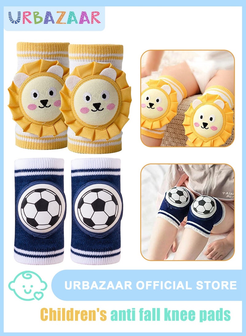 أوربازار زوجان من واقيات ركب الأطفال أثناء الزحف، واقيات ركب صيفية قابلة للتهوية، مانعة للانزلاق، قابلة للتعديل، واقيات ركب ناعمة ومرنة، دفايات أرجل للأطفال الصغار من البنات والأولاد (كرة القدم والليونز) - Image 1
