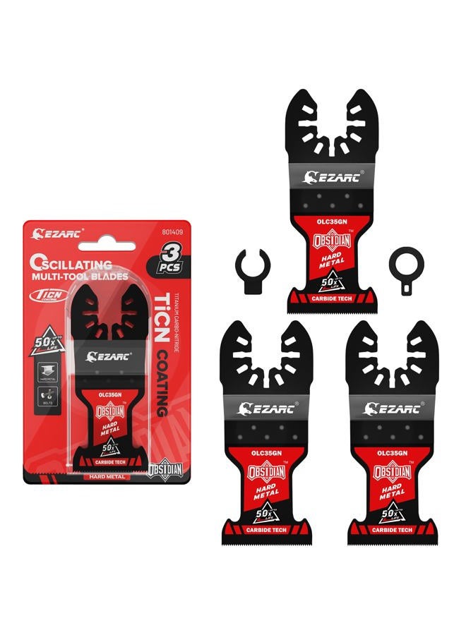 EZARC Obsidian Carbide Oscillating Saw Blades Multi Tool Blades with Quick Release for Carbide, Nails, Bolts and Screws (Pack of 3) - Image 1
