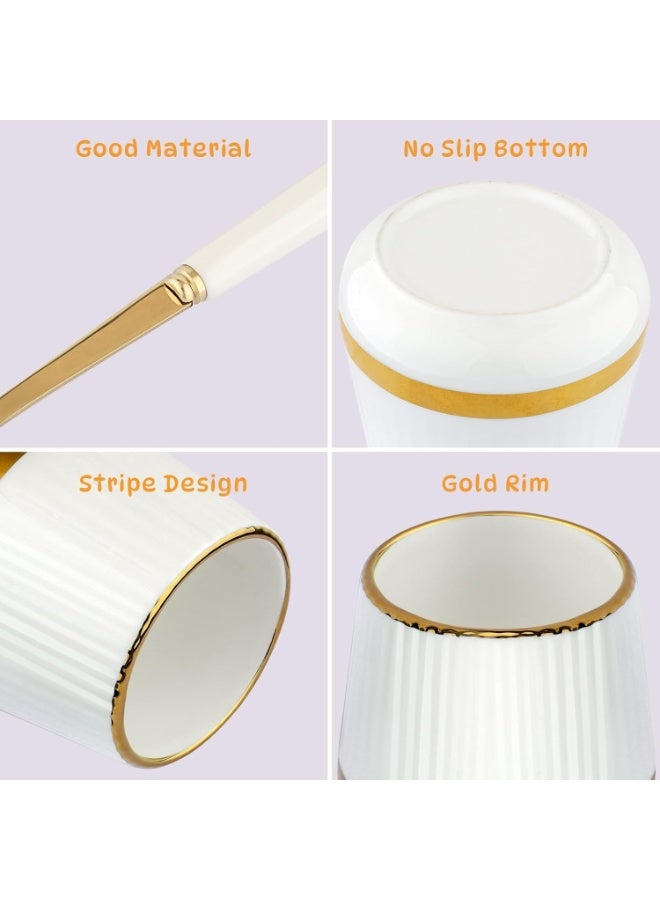 سيوسي Gold Coffee Spoons Set, Stainless Steel Spoons with Ceramic Holder, Small Dessert & Tea Spoon for Stirring, Mixing Sugar, Eating Ice Cream, Cake, Fruit, Elegant Cutlery Collection (6-Piece, Gold) - Image 5