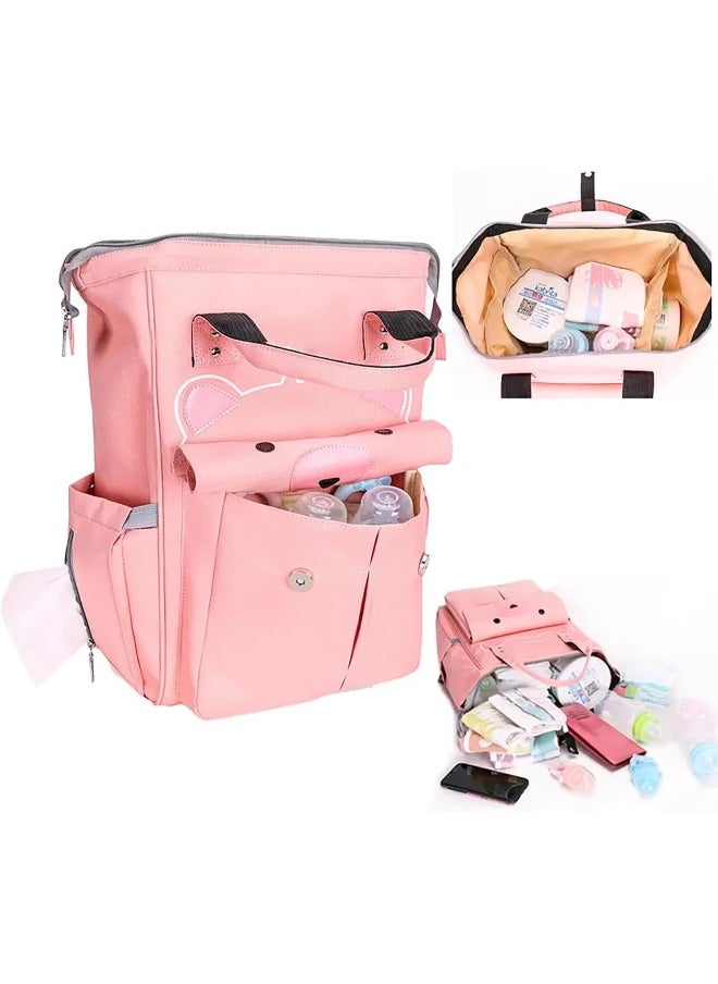 HOUSE OF QUIRK House of Quirk Bear Print Baby Diaper Bag Maternity Backpack for Mom & Dad with Insulated Pockets  - Image 3