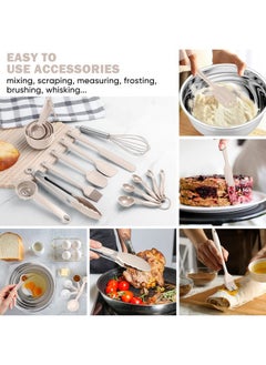 E-far E-far 25PCS Mixing Bowls with Lid Set, Stainless Steel Nesting Prep Bowls with Grater Attachments Kitchen Gadgets Non-Slip Bottoms for Cooking, Serving, Food Storage, 4.6/2.6/2/1.5/1/0.7QT - Khaki  - Image 5