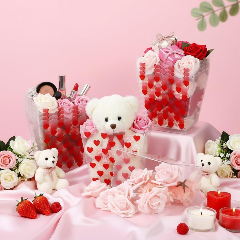 Ferrochef 12 Pcs Valentine's Day Gifts Buckets Bulk Red Heart Popcorn Treat Buckets Plastic Heart Party Favor Boxes for Valentine Gifts Filling Galentine Party Supplies Weddings Anniversary - Image 2