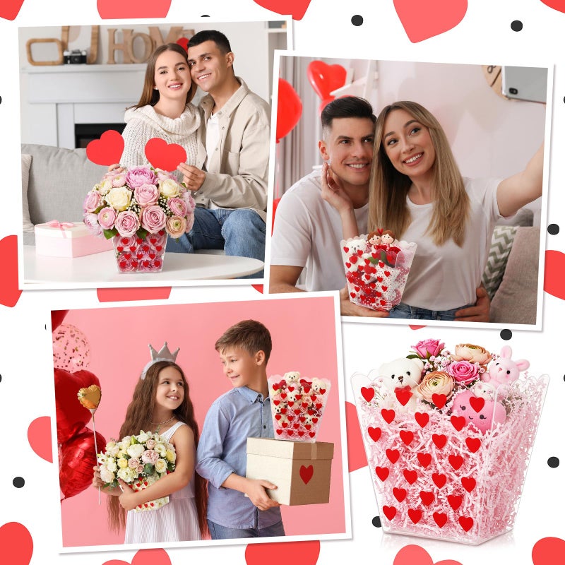 Ferrochef 12 Pcs Valentine's Day Gifts Buckets Bulk Red Heart Popcorn Treat Buckets Plastic Heart Party Favor Boxes for Valentine Gifts Filling Galentine Party Supplies Weddings Anniversary - Image 5