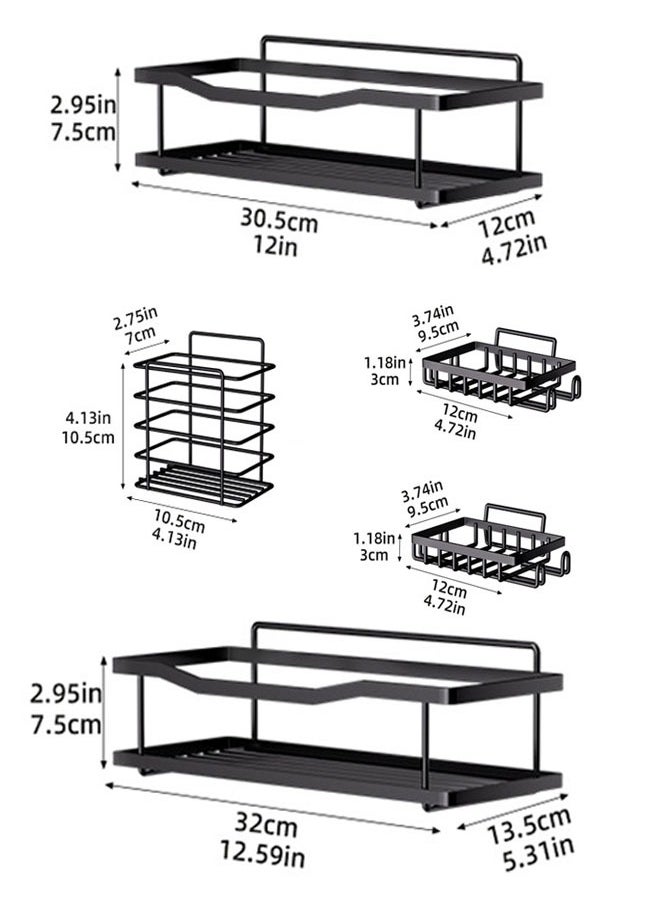 ZCM-HAPPY 5 Pack Shower Shelves, Adhesive Bathroom Organizers, No Drilling Required, Large Capacity, Rust-Proof Stainless Steel Bathroom Shower Organizer, Shower Shelf for Indoor Shower Rooms, Black  - Image 4