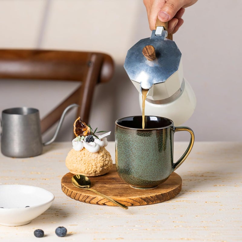 LERATIO 12OZ Ceramic Coffee Mugs Set of 6, Large Porcelain Coffee Cups With Large Handle For Latte,Cappuccino,Milk,Cocoa,|Dishwasher&Microwave Safe Mug Sets,Ideal for Man,Woman,Dad, Mom-Green - Image 4