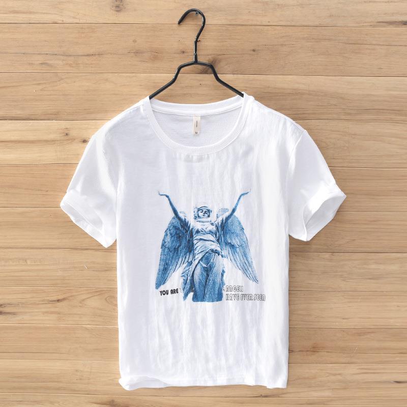 3383-3393 European and American Hip Hop Street printed T-shirt men's linen short sleeve T-shirt (subject to stock) - Image 2