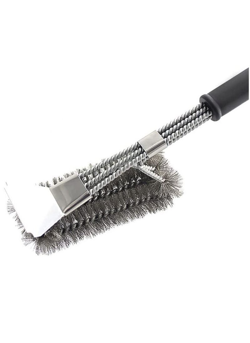 Stainless Steel BBQ Grill Cleaning Brush and Scraper Black/Silver