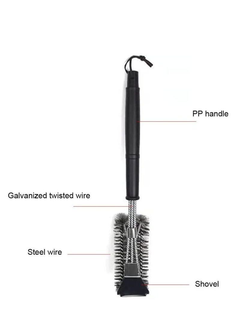 Stainless Steel BBQ Grill Cleaning Brush and Scraper Black/Silver