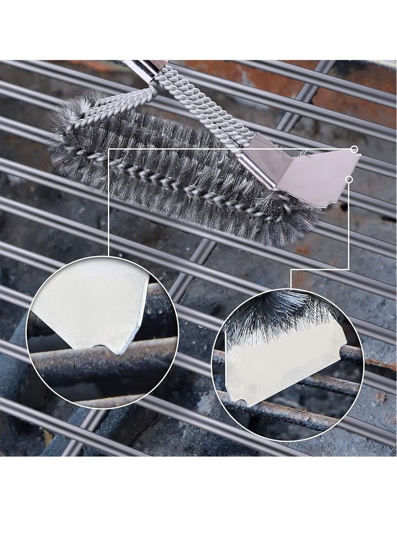 Stainless Steel BBQ Grill Cleaning Brush and Scraper Black/Silver