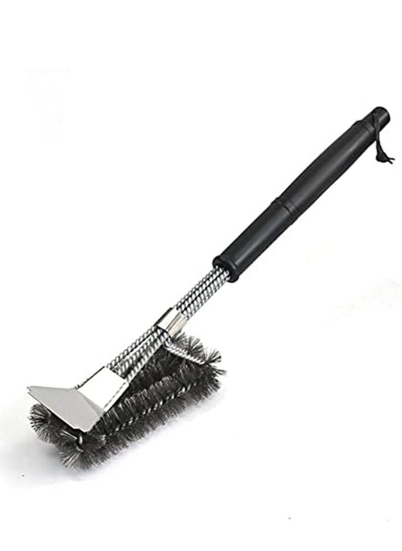 Stainless Steel BBQ Grill Cleaning Brush and Scraper Black/Silver
