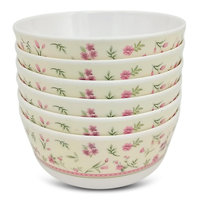 Superware سوبر وير | ميلامين نقي | مجموعة أطباق شوربة - حديقة الورد 4.5” (6 قطع) | خالية من البقع، تشطيب مزجج - Image 1