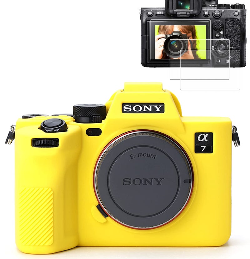 Pocoukate Camera Case for Sony Alpha 7 IV, A7M4, A7 IV Digital Camera Anti-Scratch Slim Fit Soft Cover with Screen Protector, A7IV Exclusive Accessories (not Applicable to A7R4 or A7III) - Yellow - Image 1