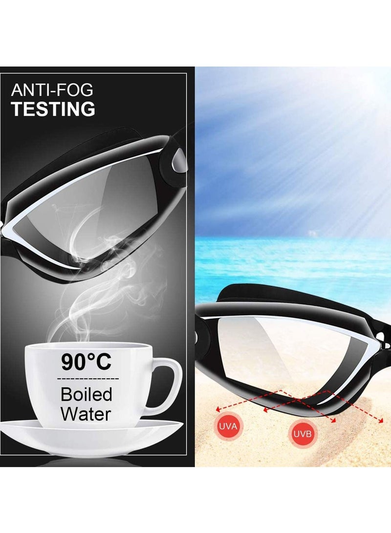 SYOSI Swimming Goggles Bundle, Anti Fog Swim Goggle with Swim Caps & Ear Plug, UV Protection Triathlon Free Protection Case for Adult Men Women - Image 5