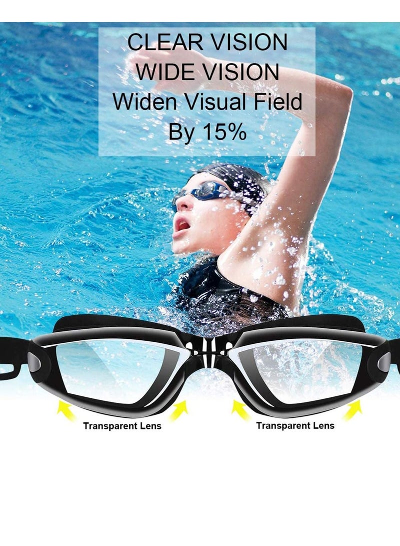 SYOSI Swimming Goggles Bundle, Anti Fog Swim Goggle with Swim Caps & Ear Plug, UV Protection Triathlon Free Protection Case for Adult Men Women - Image 3