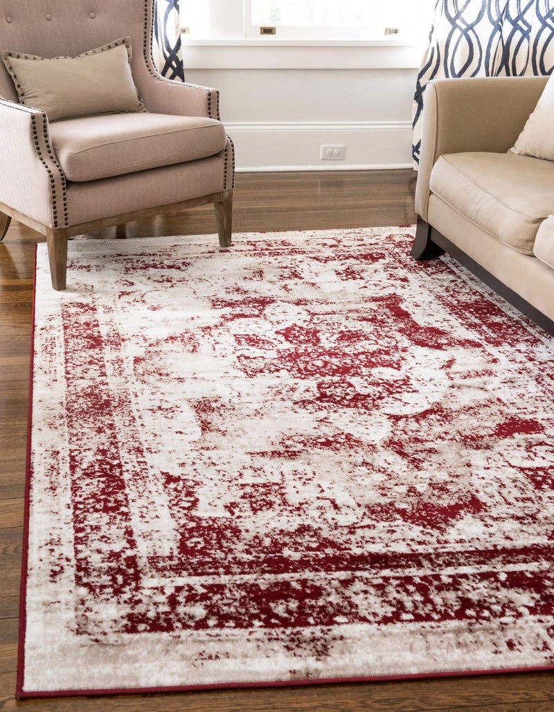 Unique Loom Sofia Collection Area Rug - Salle Garnier (5' 3" x 8' Rectangle, Burgundy/ Ivory) - Image 1