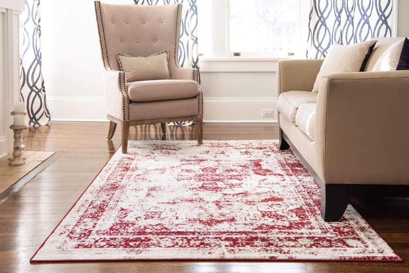 Unique Loom Sofia Collection Area Rug - Salle Garnier (5' 3" x 8' Rectangle, Burgundy/ Ivory) - Image 3