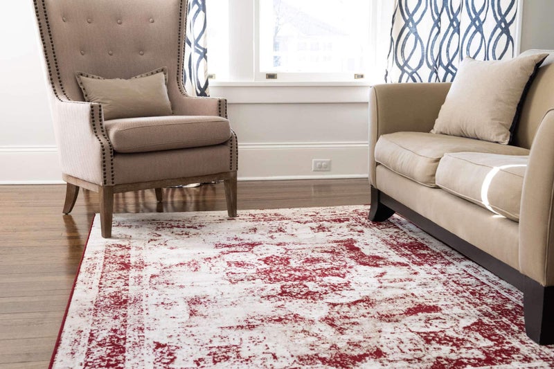 Unique Loom Sofia Collection Area Rug - Salle Garnier (5' 3" x 8' Rectangle, Burgundy/ Ivory) - Image 2