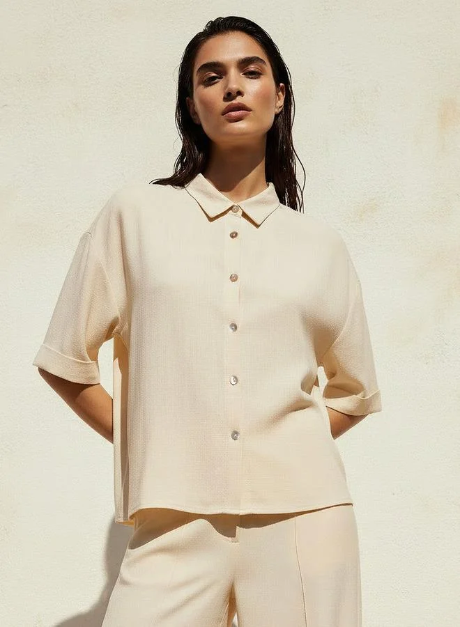 Splash FAV Linen Blend Shirt with Dropped Sleeves