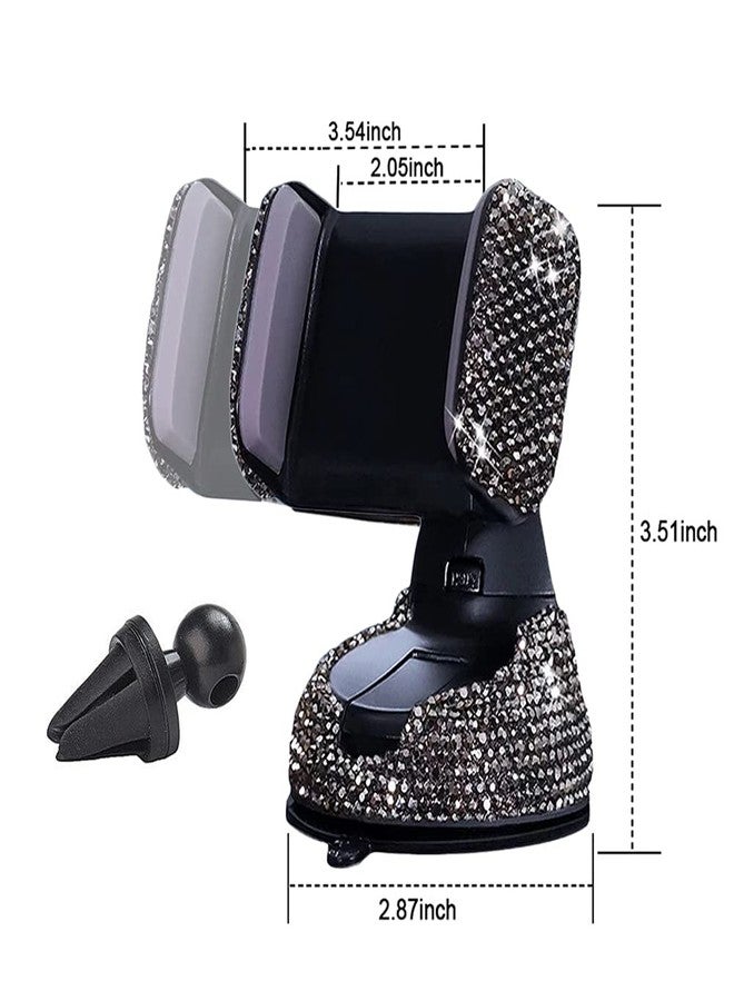 SUNCARACCL Bling Car Phone Holder, 360°Adjustable Crystal Auto Phone Mount Universal Rhinestone Car Stand Phone Holder Car Accessories for Windshield Dashboard and Air Outlet (Black) - Image 3