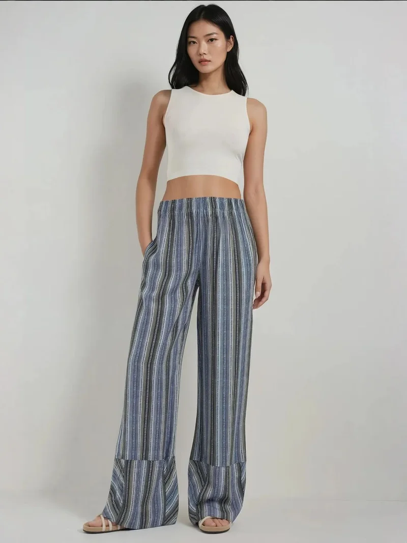 زوبعة بنطلون واسع الأرجل مطبوع مريح