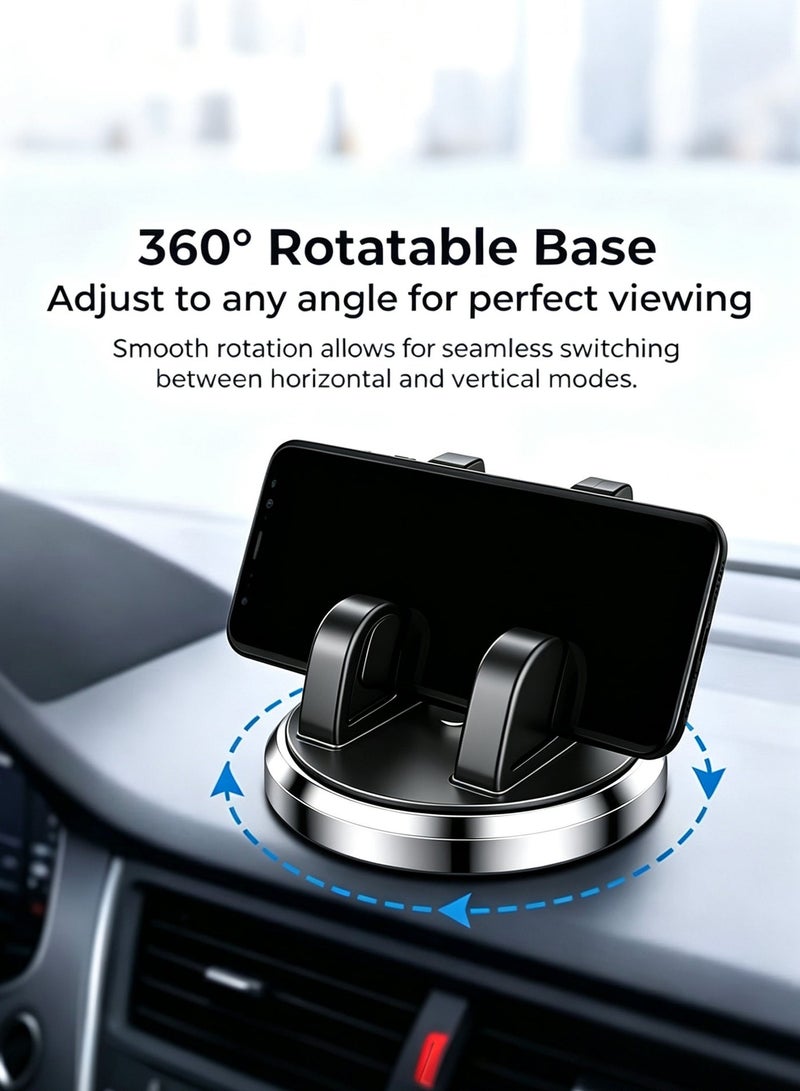 Vixplorn Car Phone Holder, 360° Rotatable Dashboard Phone Mount, Universal Cell Phone Cradle, Anti-Slip Navigation Phone Stand for All Smartphones, Car Interior Accessory - Image 3