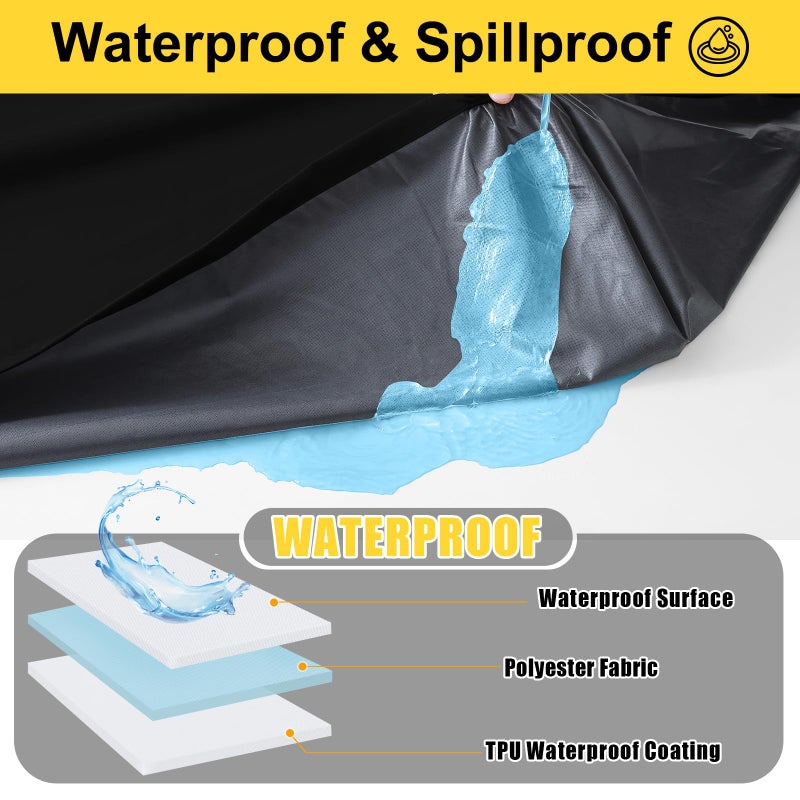Smiry Picnic Table Cover with Bench Covers, Waterproof Elastic Fitted Polyester Tablecloths for 6 Ft Rectangle Tables, Washable Windproof Tablecloth for Camping, RV & Outdoor (Black, 30x72 Inches) - Image 3