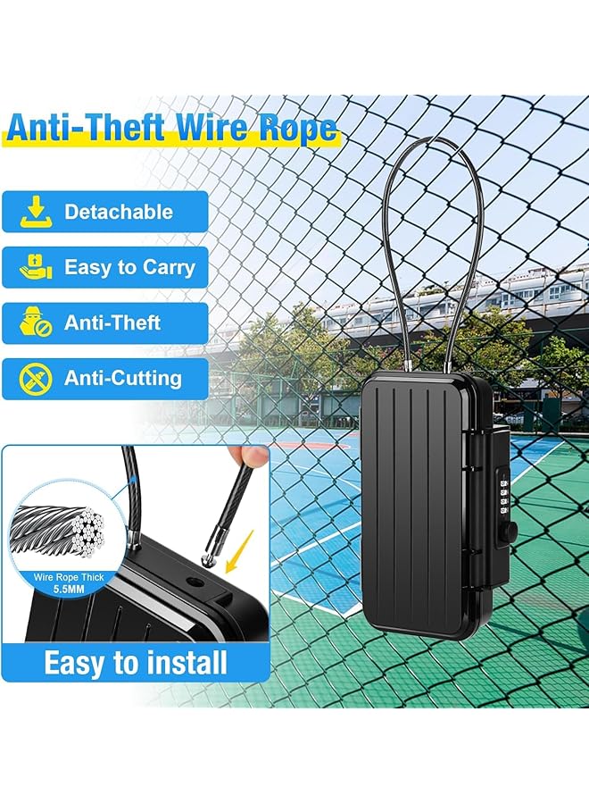 إيروريكس صندوق أمان آمن محمول مضاد للسرقة ومقاوم للماء ومناسب للسفر على الشاطئ مع حبل سلكي قابل للفصل وصندوق قفل محمول مناسب للمهاجع والفنادق والمكاتب والسيارات باللون الأسود - Image 4