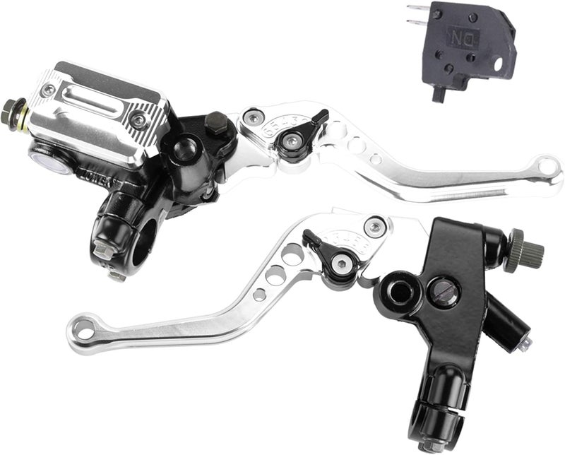 MRELC Universal Motorcycle 7/8" 22mm Handlebar Brake Master Cylinder Clutch Lever Set - Silver - Image 1