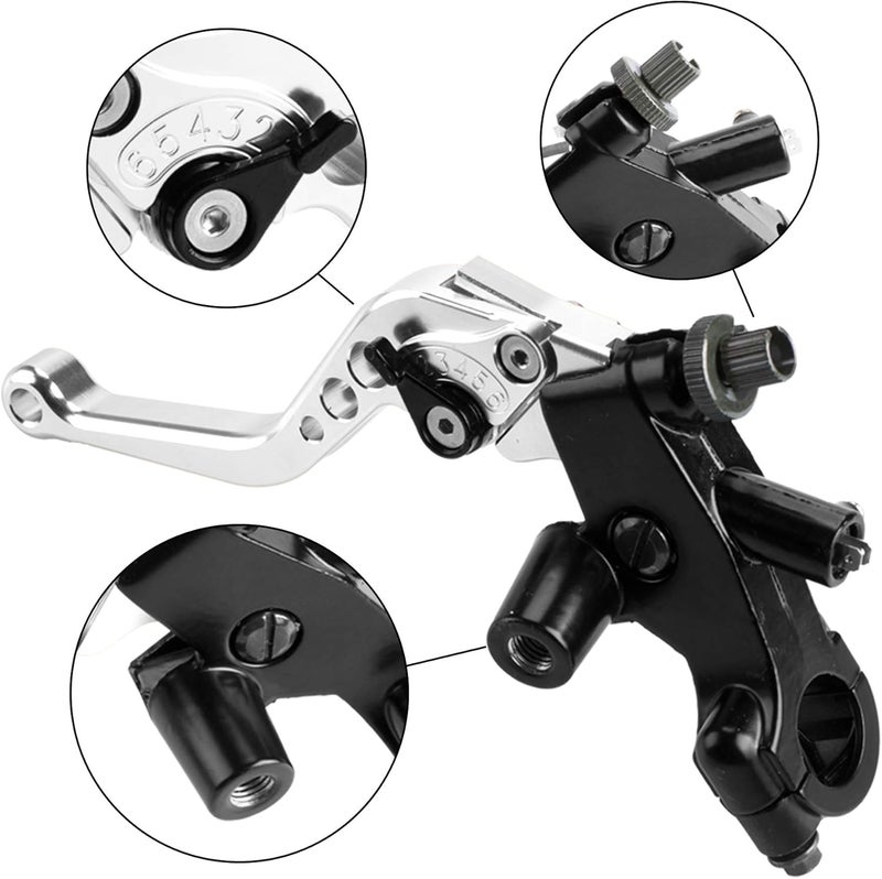MRELC Universal Motorcycle 7/8" 22mm Handlebar Brake Master Cylinder Clutch Lever Set - Silver - Image 3