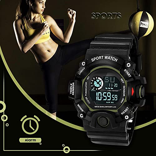 Acnos Digital Sports Watch – Rugged Outdoor Multi-Function (Green Accent) - Image 4
