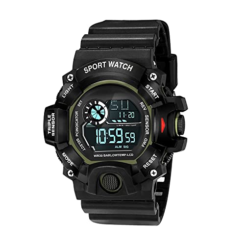 Acnos Digital Sports Watch – Rugged Outdoor Multi-Function (Green Accent) - Image 1