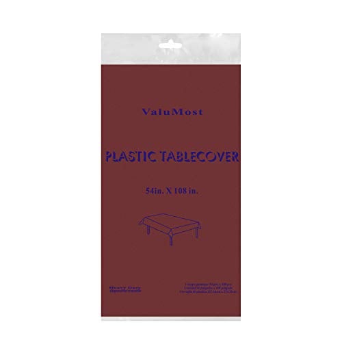 Party Essentials ValuMost Disposable 54" x 108" Plastic Rectangle Table Cover/Tablecloth Available in 22 Colors, 1-Count, Burgundy - Image 2