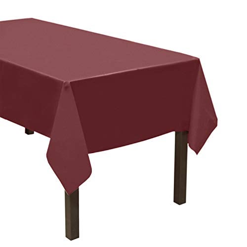 Party Essentials ValuMost Disposable 54" x 108" Plastic Rectangle Table Cover/Tablecloth Available in 22 Colors, 1-Count, Burgundy - Image 1
