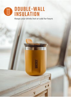 WACACO Octaroma CLASSICO Vacuum Insulated Mug (180ml) - Double Wall Stainless Steel Coffee Travel Tumbler w/ Leakproof Drinking Lid, Reusable, Washable, BPA-Free, Hot & Cold - Yellow  - Image 3