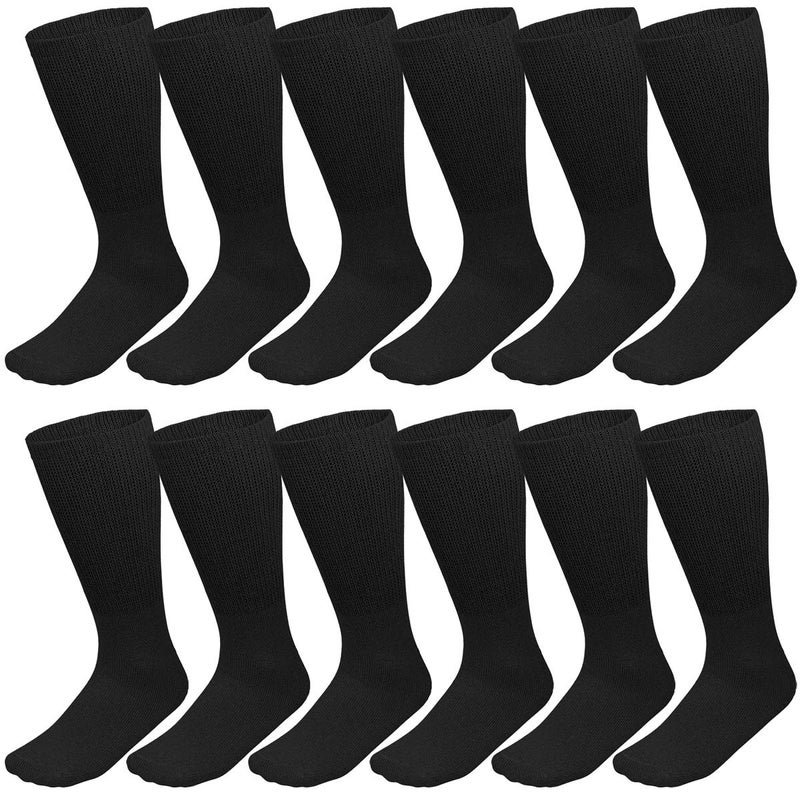 Falari 12Pack Crew Length Diabetic and Circulatory Non Binding Physicians Approved Socks 1315 Black