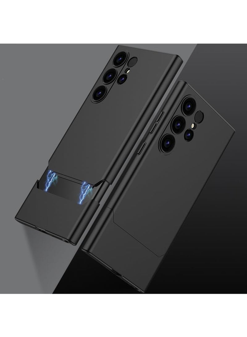 Rock Pow Galaxy S24Ultra Case, Ultra Slim 2 in 1 Splicing Top and Bottom S24Ultra Case, Galaxy S24Ultra Case Splicing and Herringbone, Contrast Color Design for S24Ultra Black - Image 1