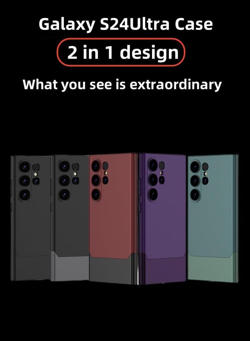 Rock Pow Galaxy S24Ultra Case, Ultra Slim 2 in 1 Splicing Top and Bottom S24Ultra Case, Galaxy S24Ultra Case Splicing and Herringbone, Contrast Color Design for S24Ultra Black - Image 2