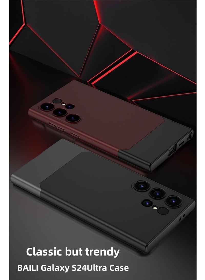 Rock Pow Galaxy S24Ultra Case, Ultra Slim 2 in 1 Splicing Top and Bottom S24Ultra Case, Galaxy S24Ultra Case Splicing and Herringbone, Contrast Color Design for S24Ultra Black - Image 4