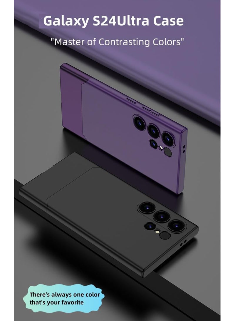 Rock Pow Galaxy S24Ultra Case, Ultra Slim 2 in 1 Splicing Top and Bottom S24Ultra Case, Galaxy S24Ultra Case Splicing and Herringbone, Contrast Color Design for S24Ultra Black - Image 5