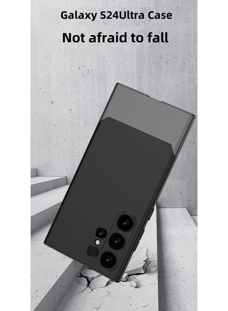 Rock Pow Galaxy S24Ultra Case, Ultra Slim 2 in 1 Splicing Top and Bottom S24Ultra Case, Galaxy S24Ultra Case Splicing and Herringbone, Contrast Color Design for S24Ultra Black - Image 3