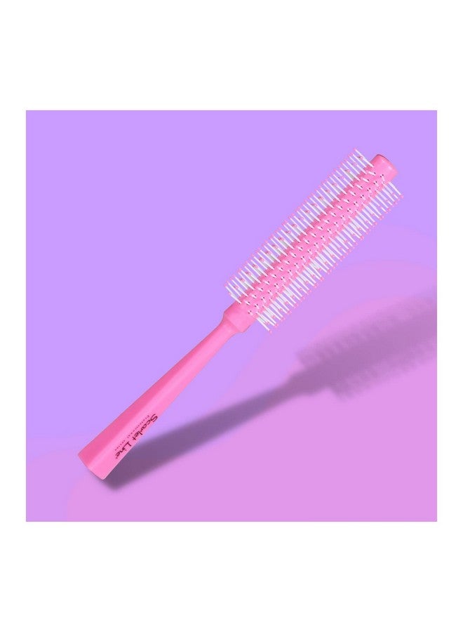 Scarlet Line Professional Round Hair Styling Brush For Blow Drying With Soft Ball Tip Nylon Bristle, Anti Slip Handle For Short Thin Curly Hair_Pink - Image 1