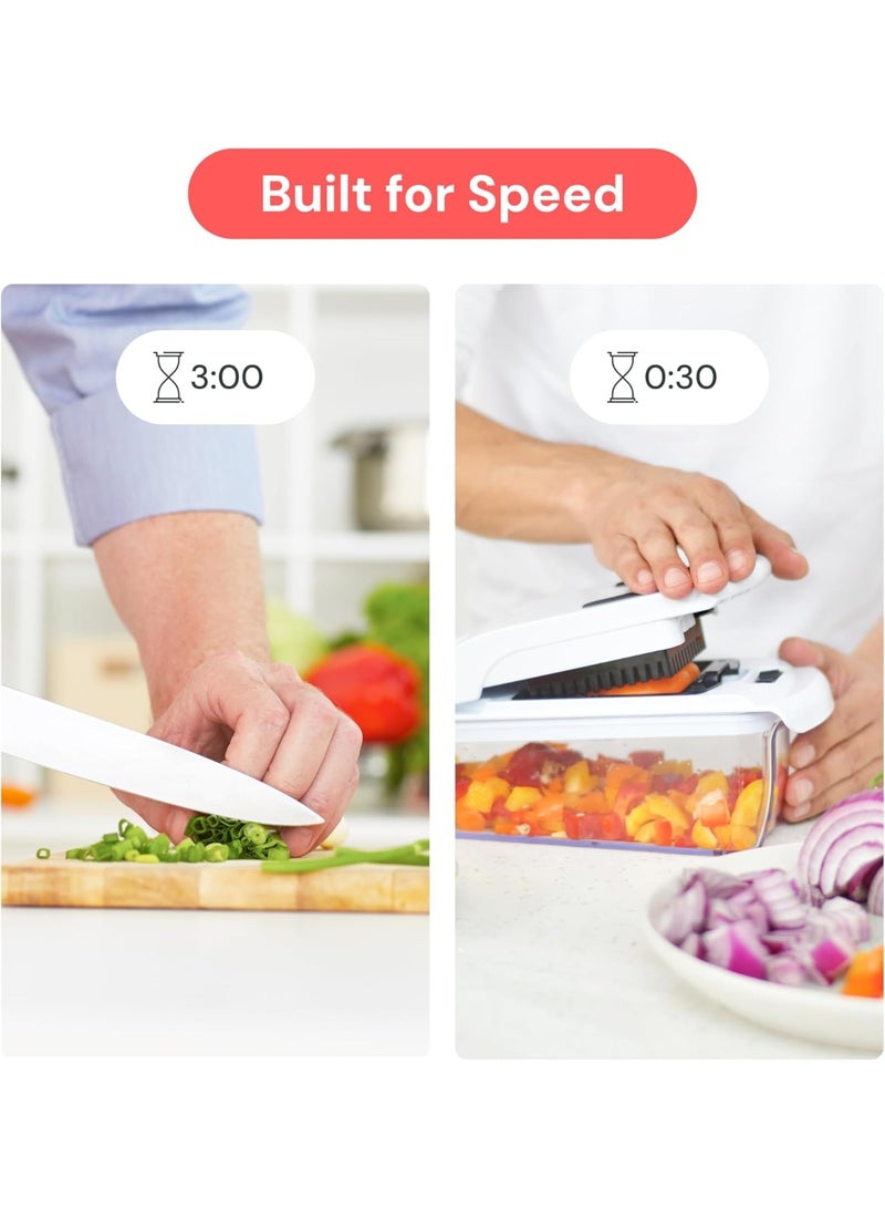 16 in 1 Multifunctional Vegetable Chopper, Dicer Slicer Grater with Stainless Steel Blades, Onion & Potato Cutter, Built-in Drain Basket & Storage Container, Household Kitchen Prep Tool, Ideal for Arabic Salad & Kabsa Cooking - Image 3