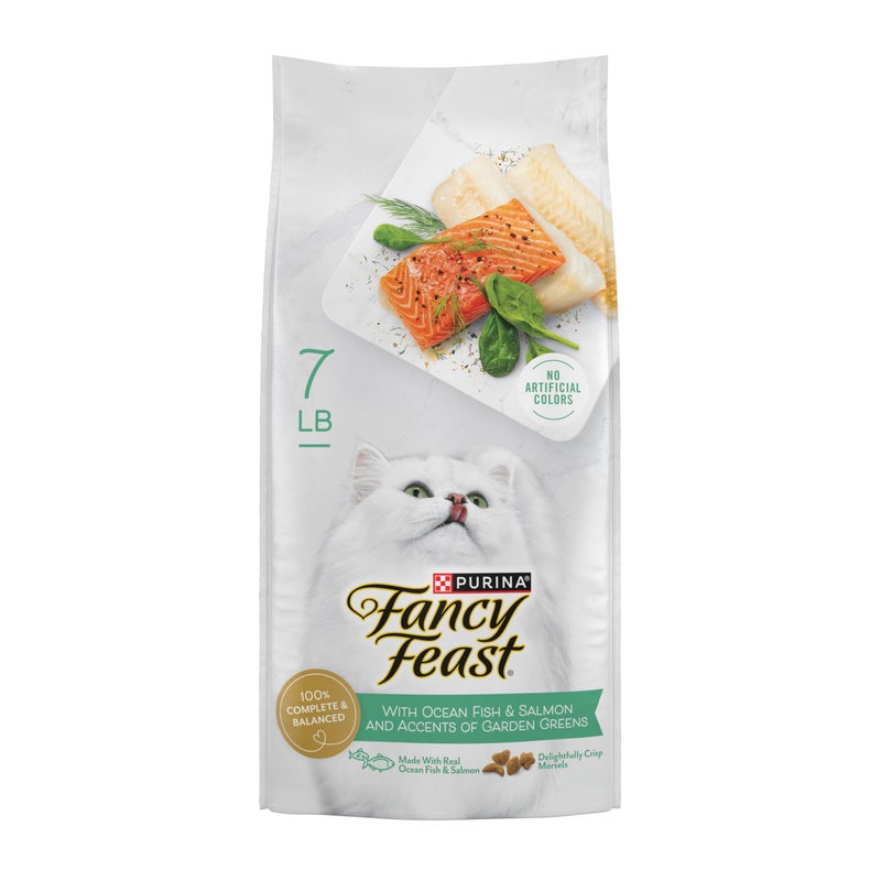 Fancy Feast Purina Fancy Feast Dry Cat Food With Ocean Fish, Salmon, and Garden Greens Accents - 7 lb. Bag - Image 1