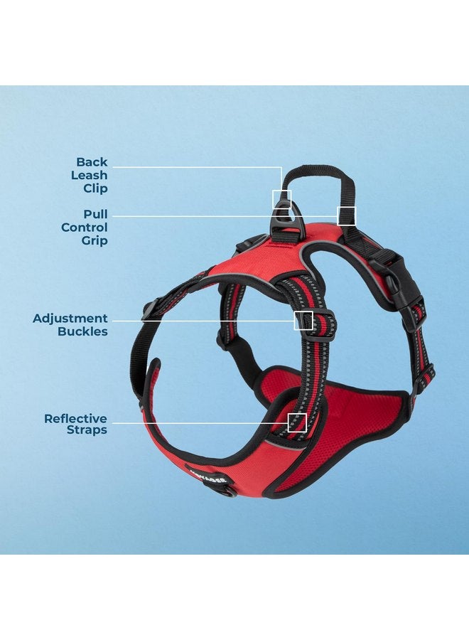 فوييجر حزام Voyager Dog Harness مزدوج للتحكم بدون شد، حزام ناعم وقوي قابل للتعديل للحيوانات الأليفة للكلاب المتوسطة والكبيرة مع تقنية 3M العاكسة - أحمر شبكي، XL (الصدر: 28-37 بوصة) - Image 4