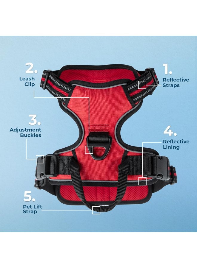فوييجر حزام Voyager Dog Harness مزدوج للتحكم بدون شد، حزام ناعم وقوي قابل للتعديل للحيوانات الأليفة للكلاب المتوسطة والكبيرة مع تقنية 3M العاكسة - أحمر شبكي، XL (الصدر: 28-37 بوصة) - Image 2