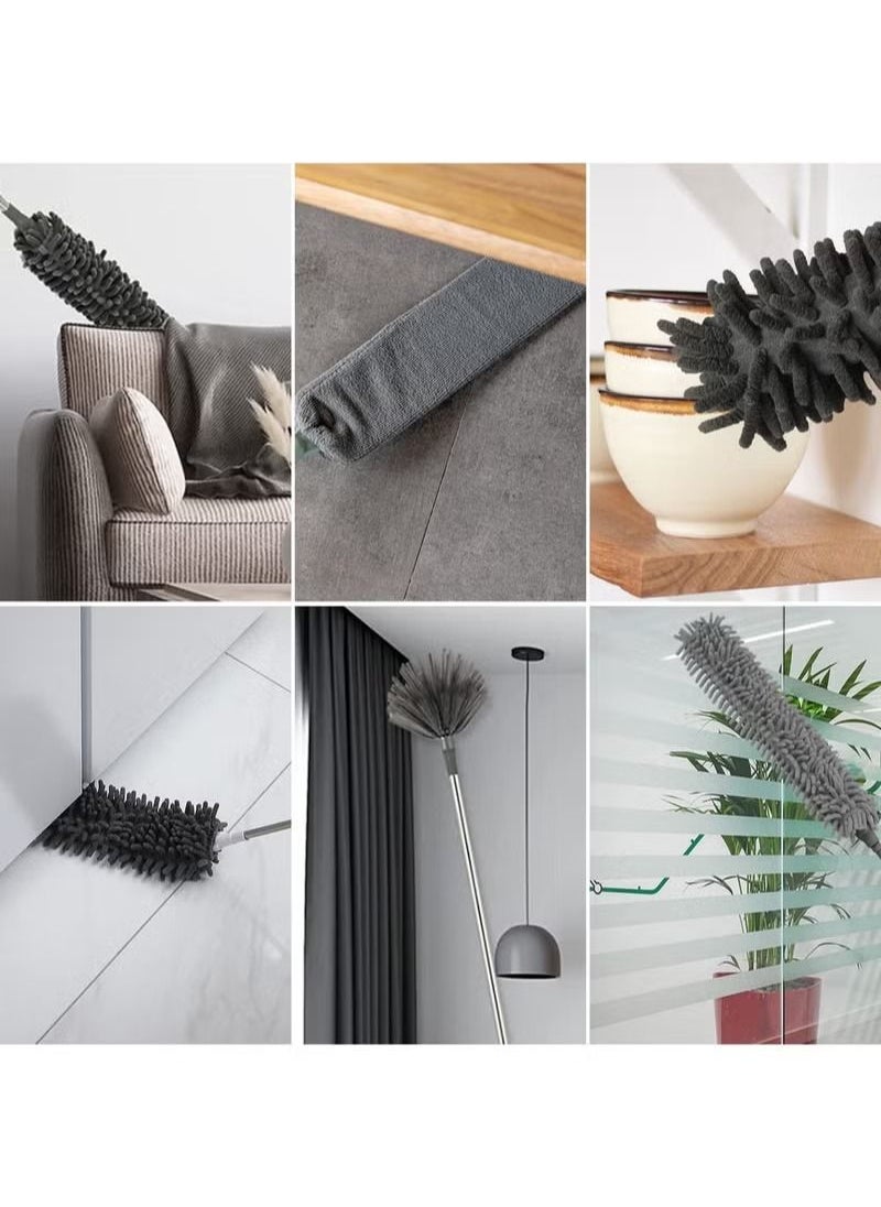 XiuWoo - 9 in 1 home microfiber duster set, high reach duster kit with 100-inch extension, bendable and washable, for cleaning ceiling fans, crevices, furniture and cars - Image 1